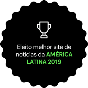 Badge: voted best news website in Latin America in 2019